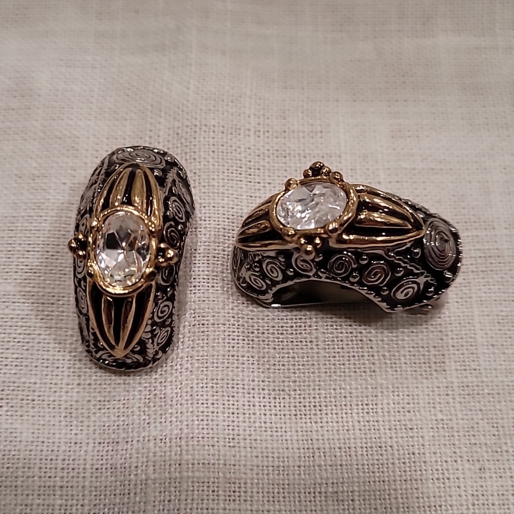 Earrings Clip Gold Silver Rhinestone